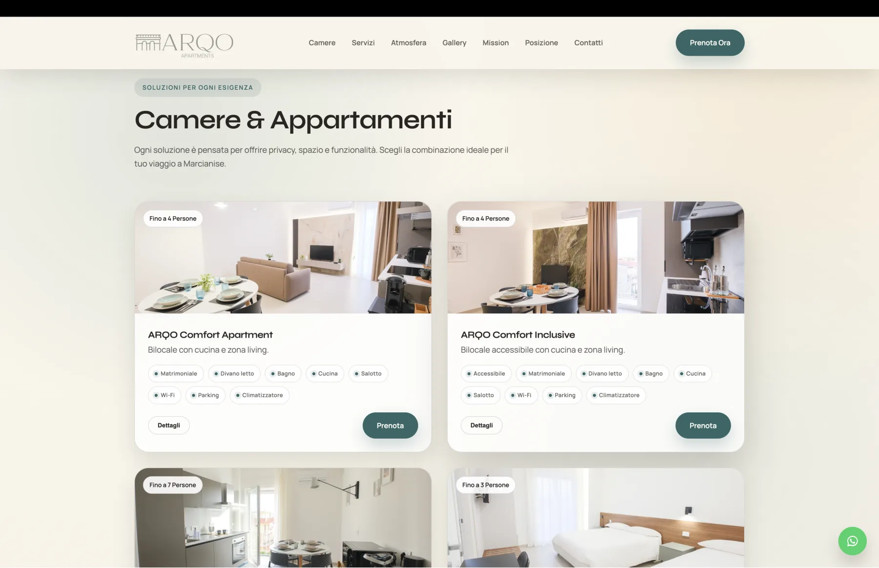 Sezione contenuti del sito ARQO